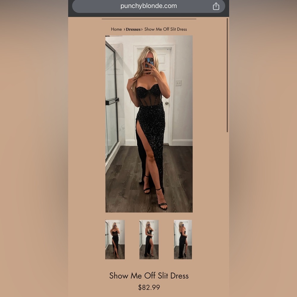 Punchy Blonde Sequin Stunner Slit Dress - Medium
